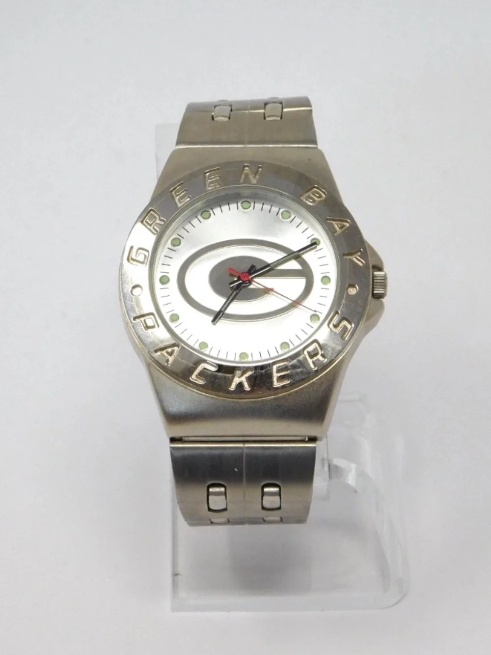 Green Bay Packers Men's Watch Gametime Silver Tone Stainless Steel NFL Fan Gear